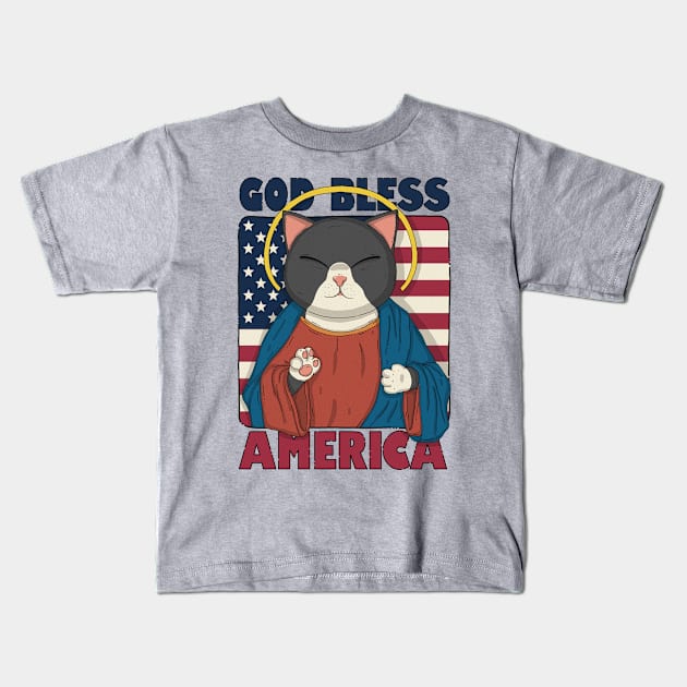 God Bless America Kids T-Shirt by Japanese Neko